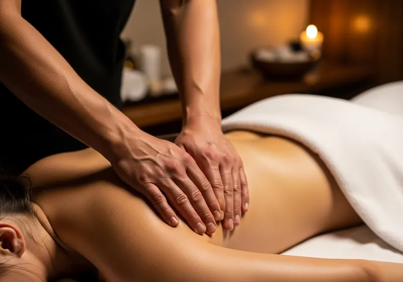 Deep tissue massage on the back and shoulders
